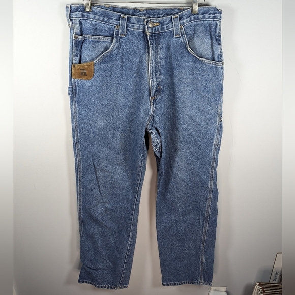 Y2K Riggs by wrangler Workwear rugged utility work carpenter denim jeans 36x34 - Picture 2 of 9